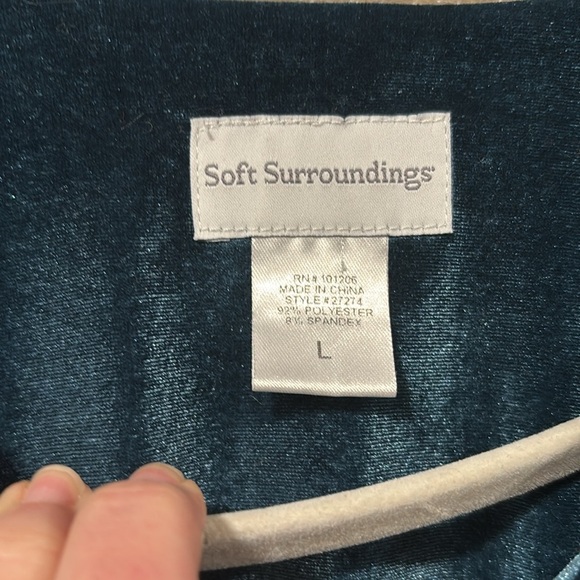 Soft Surroundings velvet dark teal tunic top size Large - Picture 4 of 7